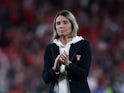 Lyon Women coach Sonia Bompastor applauds fans after the match on March 20, 2024