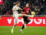 AS Roma's Dean Huijsen in action with AC Milan's Noah Okafor in January 2024