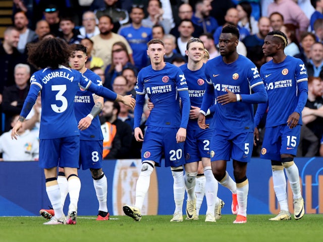 Chelsea's Cole Palmer celebrates scoring against Burnley on March 30, 2024