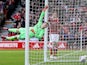 Nottingham Forest's Chris Wood scores against Crystal Palace on March 30, 2024