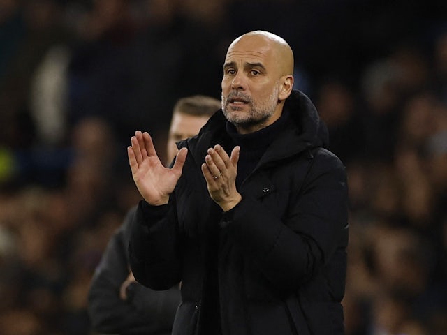 Manajer Manchester City Pep Guardiola pada 3 April 2024 © Reuters