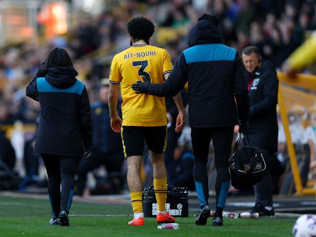 Wolverhampton Wanderers' Rayan Ait-Nouri after being substituted due to injury on April 6, 2024