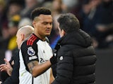 Fulham's Rodrigo Muniz shakes hands with manager Marco Silva after been substituted on February 3, 2024