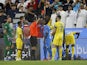 Al Nassr's Cristiano Ronaldo is shown a red card by referee Mohammed Al Hoaish after clashing with Al Hilal's Ali Al Bulayhi on April 9, 2024