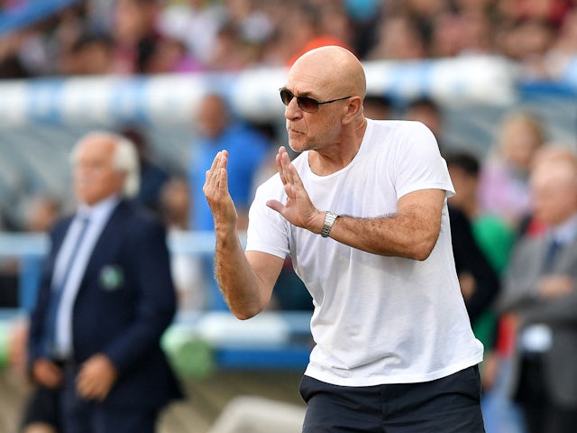 Sassuolo coach Davide Ballardini reacts on April 14, 2024