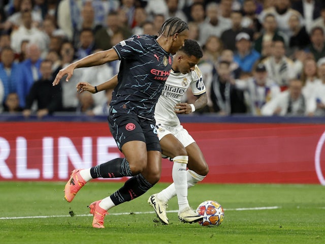 Real Madrid's Rodrygo scores their second goal  on April 9, 2024