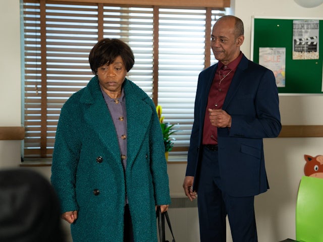 Yolande and Pastor Clayton on EastEnders on April 23, 2024
