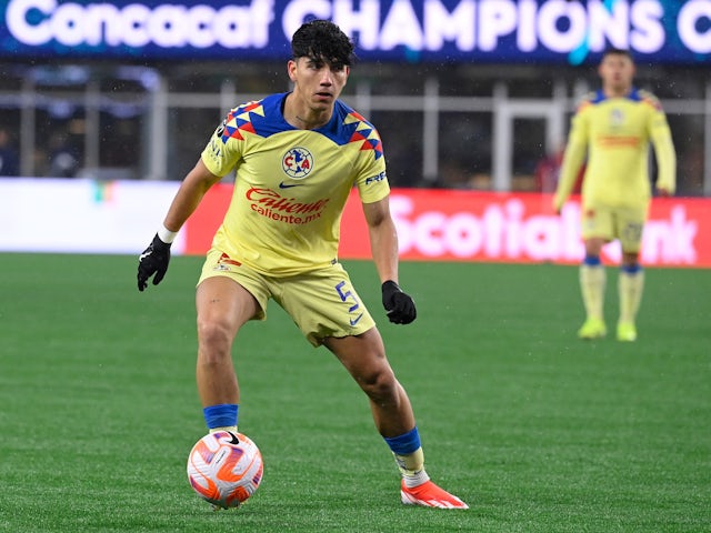 Club America defender Kevin Alvarez in action at the Champions Cup versus the New England Revolution