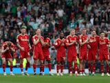 Aberdeen players during the penalty shoot-out on April 20, 2024