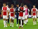 Ajax Amsterdam's Brian Brobbey applauds fans after the match on April 18, 2024