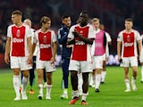 Ajax Amsterdam's Brian Brobbey applauds fans after the match on April 18, 2024