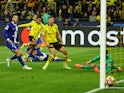 Borussia Dortmund's Ian Maatsen scores their second goal on April 16, 2024