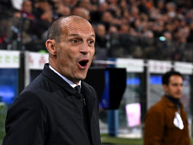 Juventus coach Massimiliano Allegri reacts on April 19, 2024