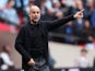 Manchester City manager Pep Guardiola reacts on April 20, 2024