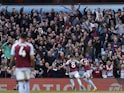 Aston Villa's Morgan Rogers celebrates scoring against Bournemouth on April 21, 2024