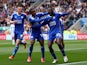 Leicester City celebrate Wilfred Ndidi's goal against West Bromwich Albion on April 20, 2024.