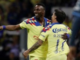 Alejandro Zendejas celebrates scoring for Club America in the CONCACAF Champions Cup semi-finals