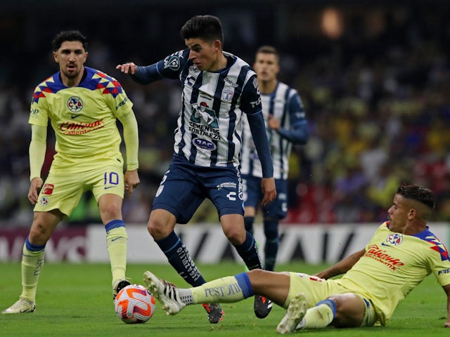  Pedro Pedraza  in action at the CONCACAF Champions Cup for Pachuca on April 24, 2024