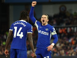 Chelsea's Conor Gallagher celebrates scoring their second goal on April 27, 2024