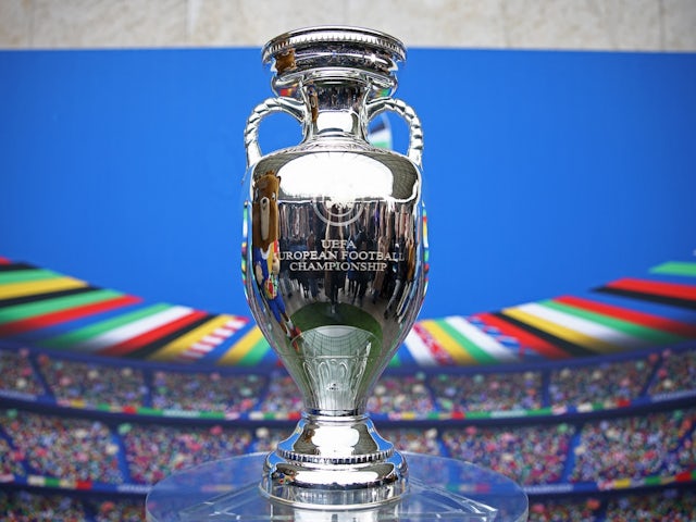 General view of the European Championship trophy ahead of Euro 2024 on April 24, 2024