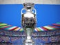 General view of the European Championship trophy ahead of Euro 2024 on April 24, 2024