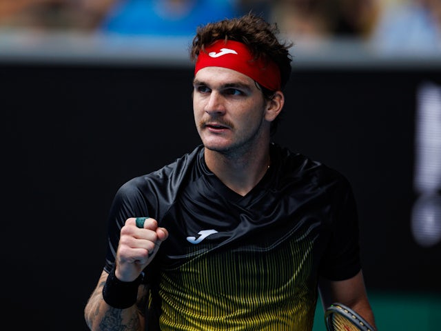 Thiago Seyboth Wild in action at the Australian Open on January 15, 2024
