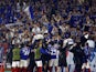 Yokohama F Marinos players celebrate winning the penalty shootout to qualify for the finals on April 24, 2024