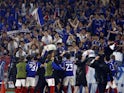Yokohama F Marinos players celebrate winning the penalty shootout to qualify for the finals on April 24, 2024