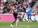 Fulham's Calvin Bassey in action with Brentford's Ivan Toney on May 4, 2024