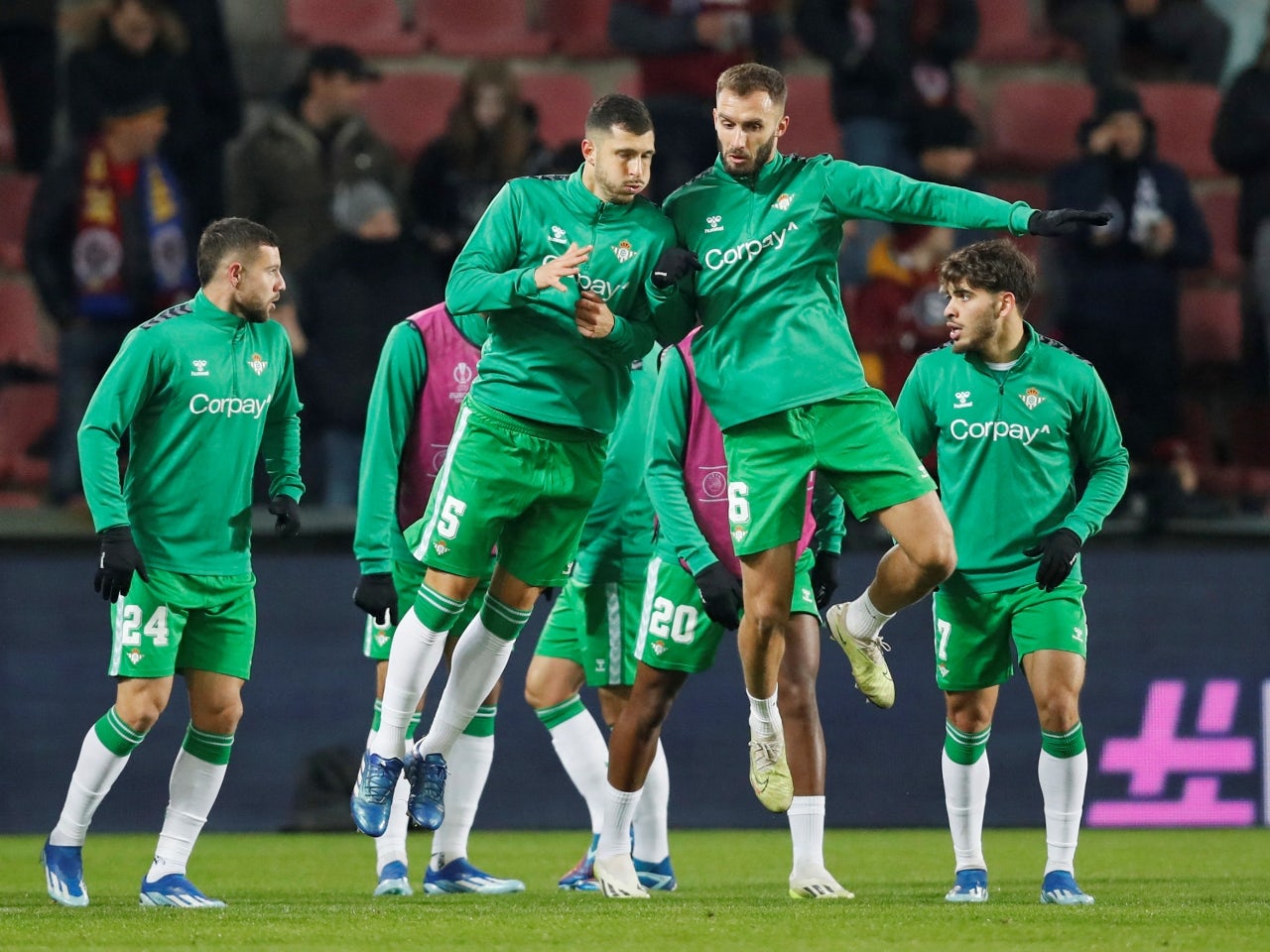 Real Betis' Guido Rodriguez, Aitor Ruibal, German Pezzella And Abde ...