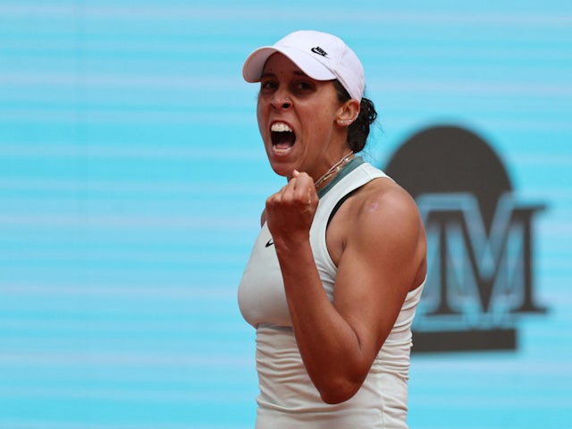Madison Keys reacts at the Madrid Open on April 30, 2024