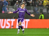  Fiorentina's Riccardo Sottil celebrates scoring their first goal on May 2, 2024