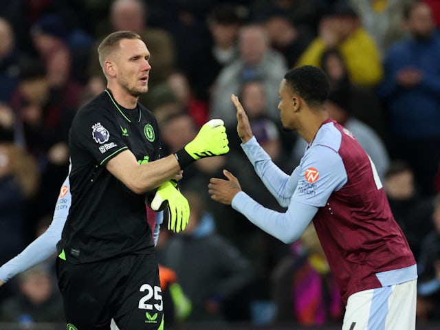 Aston Villa goalkeeper Robin Olsen on April 27, 2024.