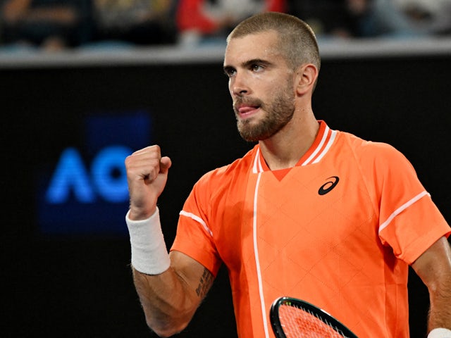 Borna Coric reacts at the Australian Open in January 2024