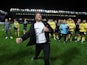 Oxford United manager Des Buckingham celebrates after the match on May 8, 2024