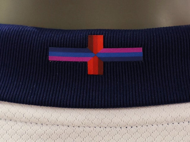 A design of the St George's Cross is seen on the new England football shirt