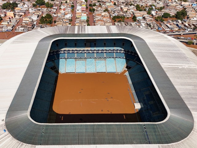 Gremio's stadium underwater after the Brazilian floods on May 6, 2024.