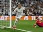 Real Madrid's Joselu celebrates scoring their first goal on May 8, 2024