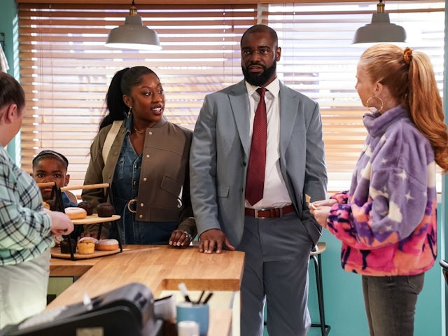 Monique, Junior and Bianca on EastEnders on May 23, 2024