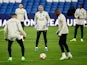 Paris Saint-Germain's Keylor Navas with teammates during training in March 2024