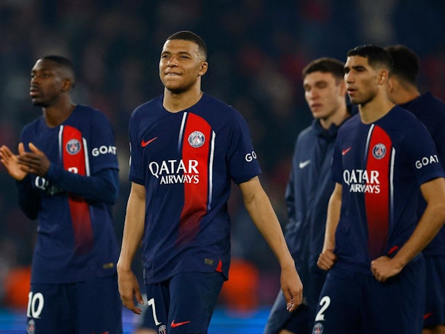 Paris Saint-Germain's Kylian Mbappe looks dejected after the match on May 7, 2024