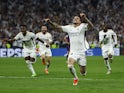 Real Madrid's Joselu celebrates scoring their second goal on May 8, 2024