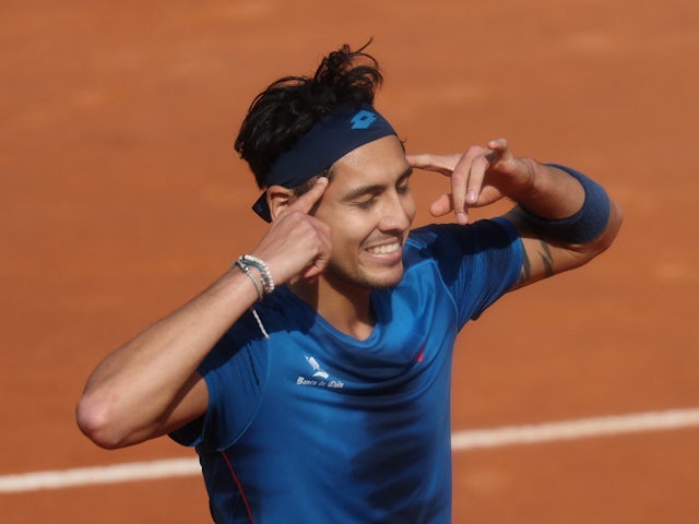 Alejandro Tabilo reacts at the Italian Open in May 2024