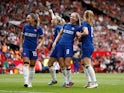 Chelsea's Melanie Leupolz celebrates scoring their fifth goal on May 18, 2024