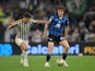 Juventus' Dusan Vlahovic in action with Atalanta's Giorgio Scalvini on May 15, 2024