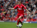 Stephen Warnock in action for Liverpool in 2005