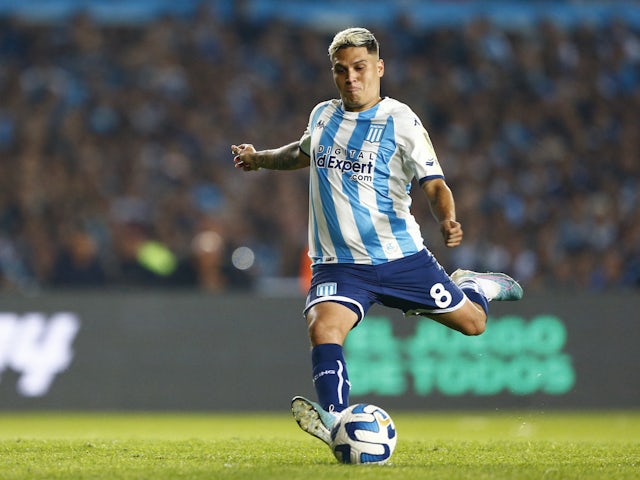 Juan Quintero in action for Racing Club at the 2023 Copa Libertadores