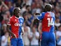 Crystal Palace's Eberechi Eze celebrates scoring their fifth goal with teammate Jean-Philippe Mateta on May 19, 2024