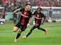 Bayer Leverkusen's Granit Xhaka celebrates scoring their first goal on May 25, 2024