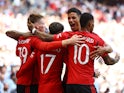 Manchester United's Alejandro Garnacho celebrates scoring their first goal on May 25, 2024